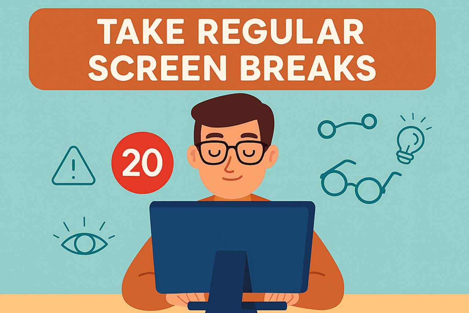 Person taking screen break with the 20-20 eyecare rule